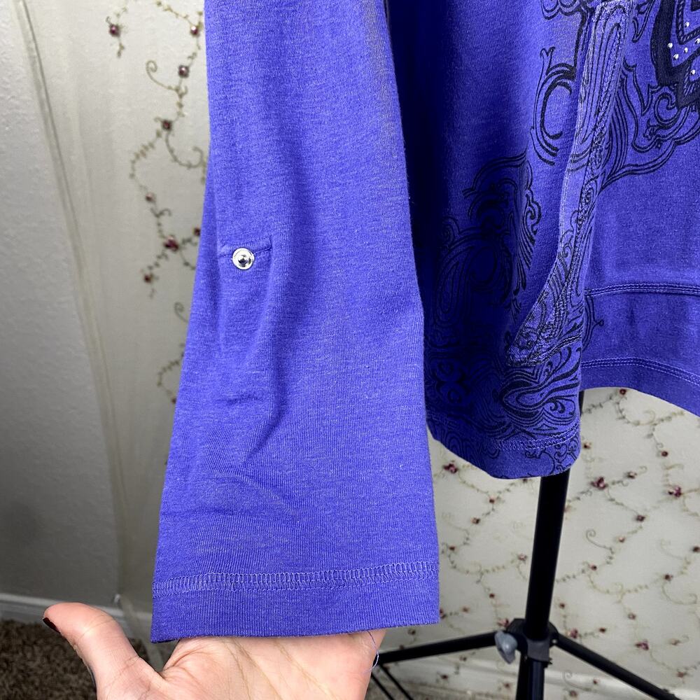 Y2K Style&Co Rhinestone Mandala Layered Quauter Zip Adjustable Grunge Hoodie XL - Picture 9 of 10